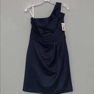 One shoulder satin dress with bow